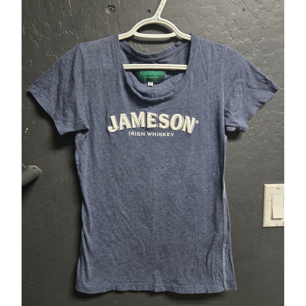 Jameson Irish Whiskey T-Shirt Blue Cotton‎ Graphic Tee Short Sleeve Womens Sz 10